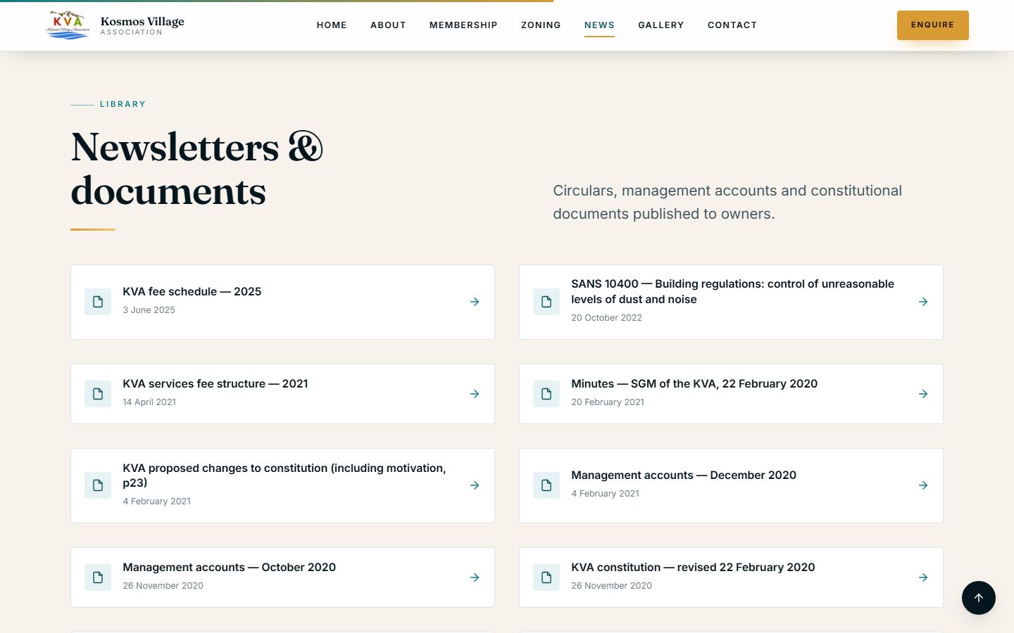 The document library on the News page