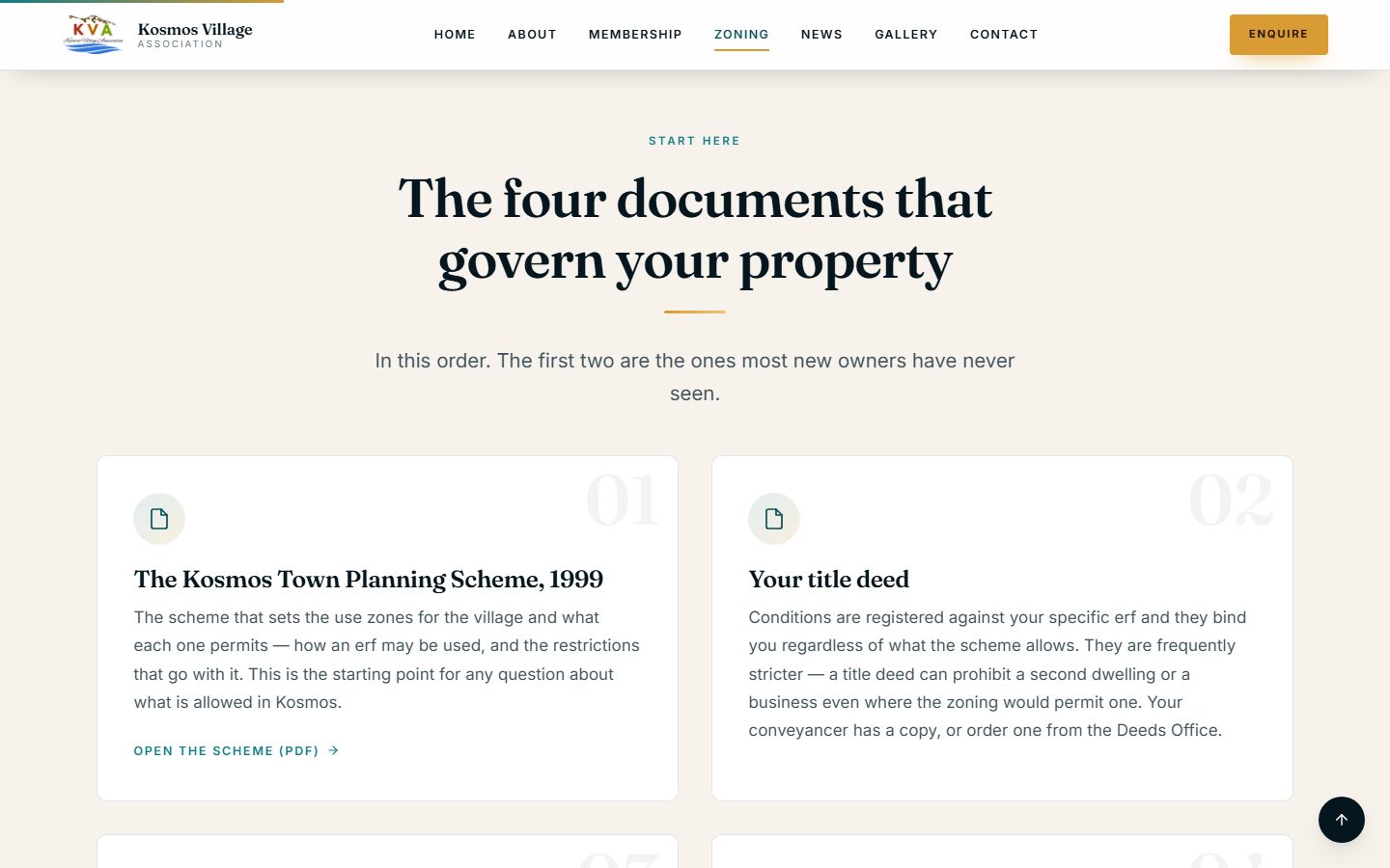 The zoning and land-use guide on the Kosmos Village Association website